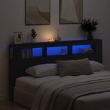  LED glava kreveta s policom Crni hrast 200 x 18,5 x 103,5 cm | Eponuda.com