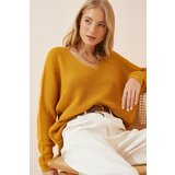 Happiness İstanbul Sweater - Gelb - Oversize Cene