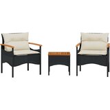 3-dijelna vrtna garnitura od poliratana s jastucima crna | shoptok.hr