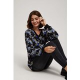 Marisse Patterned V-Neck Blouse, Black | ePonuda.com