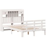 vidaXL Knjižna postelja brez vzmetnice bela 135x190 cm trdna borovina | Shoptok.si