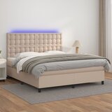  Krevet box spring madrac LED cappuccino 160x200cm umjetna koža | shoptok.hr
