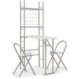 The Living Store Zložljiva jedilna garnitura 3-delna MDF in jeklo bela - Jedilna Garnitura, (21469648) | Shoptok.si
