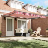  Skrovita tenda Crvena i bijela 400 × 350 cm Tkanina i Aluminij | shoptok.hr