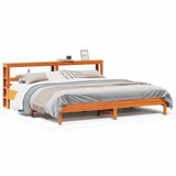 Maison Chic Posteljni okvir - Dvoposteljna postelja - Zakonska postelja brez vzmetnice vošč. rjav 180x200 cm borovina-J4540, (21775212) | Shoptok.si