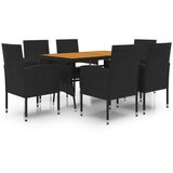  7-dijelni vanjski blagovaonski set od poliratana crni | shoptok.hr