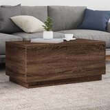 vidaXL Klubska mizica z LED lučkami rjavi hrast 90x50x40 cm Cene
