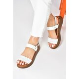 Fox Shoes Women's White Genuine Leather Knitted Model Daily Sandals Cene