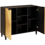 vidaXL Stranska omara Črna in zlata 90 x 33.5 x 75 cm trden mangov les, (5000064689) | Shoptok.si