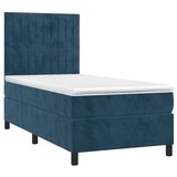Krevet box spring s madracem LED tamnoplavi 90x200 cm baršun | Eponuda.com