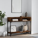 Maison Chic konzolna miza - miza ob steni dimljen hrast 100x30,5x75 cm inženirski les, (21786461) | Shoptok.si