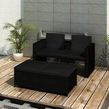 Maison Chic Seti vrtnega pohištva - Vrtna garnitura - Vrtni pohištvo set z blazinami 3-delna poli ratan črna, (21796924) | Shoptok.si