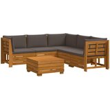  6 kom. Set vanjskih sofa Čvrsto drvo akacije Smeđa | shoptok.hr