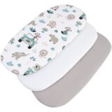 Medi Partners 3 – Pak – Fitted sheet for stroller – cotton – Mint Zoo – White – Gray | ePonuda.com