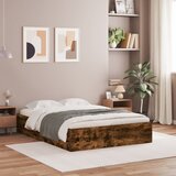 Maison Chic posteljni okvir - dvoposteljna postelja - zakonska postelja s predali dimljen hrast 120x200 cm inž. les, (21697309) | Shoptok.si