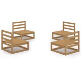  Sedežna garnitura 4-delna medeno rjava trdna borovina | Shoptok.si