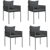 Maison Chic Vrtni stoli - Stol za vrt z blazinami 4 kosi črni 54x61x83 cm poli ratan JS2231, (21876654) Cene