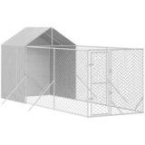 vidaXL Zunanja pasja ograda s streho srebrna 2x6x2,5 m pocinkano jeklo - - Srebrna - 53.15 - 2 x 6 x 2.5 m - 2025- | Shoptok.si