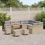  Set sofe od 13 dijelova s jastučićima bež poli ratan akacija 2-sjedna vrtna sofa s odlaganjem i jastučićima bež poli ratan set | shoptok.hr