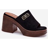 VINCEZA Ladies Sandals On Chunky Heel With Golden Detail | Shoptok.si