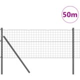 vidaXL Evropska ograja z 13 stebri 0.6x50 m pocinkano jeklo sivo | Shoptok.si