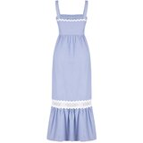 Trendyol Blue Waist Opening Guipure Detailed Maxi Woven Dress | shoptok.hr