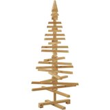 vidaXL Leseno božično drevo z stojalom Rjava 120 cm Trdna borovina | Shoptok.si