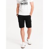 Ombre Men's single color shorts with cargo pockets - black