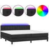  Box spring postelja z vzmetnico LED črna 200x200cm umetno usnje, (20724684) | Shoptok.si