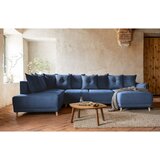 Miuform Tamno plava sklopiva kutna garnitura od samta (s lijevim kutom/u obliku slova "U") Lazy Lukka – | shoptok.hr