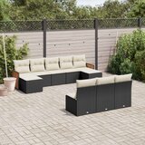 vidaXL 10-dijelni set vrtnih sofa s jastucima crni od poliratana | shoptok.hr