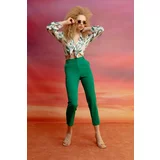 Lafaba Women's Green High Waist Fabric Pants