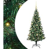 vidaXL Umjetna preddekorirana božićna jelka Zelena 120cm PVC in kovina | Shoptok.si