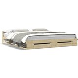 Furnova Posteljni okvir s predali sonoma hrast 200x200cm inženirski les, (21940762) | Shoptok.si