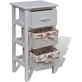 Ormarić s 1 ladicom i 2 košare bijeli od drva paulovnije - Bijela 35 x 25 x 60.5 cm 1 | shoptok.hr