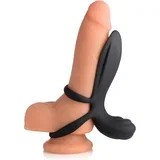 Silicone Vibrating Girth Enhancer with Remote Control Black