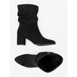 Shelvt Black suede ankle boots with elegant ruffles | Shoptok.si