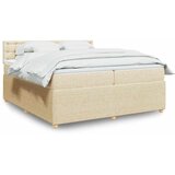  Krevet s oprugama i madracem krem 200 x 200 cm od tkanine | shoptok.hr