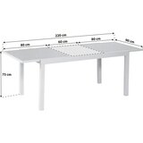 Gardenson Raztegljiva Vrtna Miza Ambia, Steklo, Aluminij, 160-220x90 | Shoptok.si