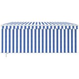 vidaXL Ročno zložljiva tenda s senčilom LED 3x2,5 m modra in bela | Shoptok.si