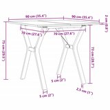  Blagovaonski stol Y-oblika 90x90x75 cm od borovine i čelik | shoptok.hr