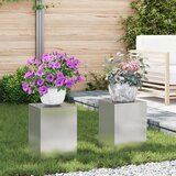 vidaXL Stojala za rastline Set 2 Srebrna Nerjaveče jeklo 24 x 24 x 35 cm Cene