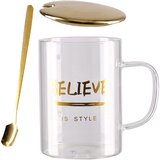 Moka glass, šolja sa poklopcem, staklena, love, zlatna | Eponuda.com
