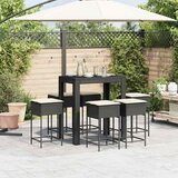  7-dijelni vrtni barski set od poliratana s jastucima crni Crna 100 x 60.5 x 110.5 cm | shoptok.hr