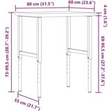  Radni stol 80x60x(73-99 5) cm masivno drvo bagrema pravokutni - Smeđa i crna 80 x 60 x (73-99.5) cm 1 | shoptok.hr