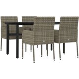  5-dijelni vrtni blagovaonski set crno-sivi od poliratana Siva Dužina stola 140 cm | Shoptok.si