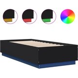 vidaXL Posteljni okvir z LED lučkami črn 100x200 cm inženirski les, (21095036) Cene
