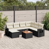 Maison Chic Seti vrtnega pohištva - Vrtna garnitura - Vrtni pohištvo set 8-delna z blazinami črn poli ratan, (21800135) | Shoptok.si