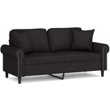 vidaXL Kavč dvosed z okrasnimi blazinami črn 140 cm žamet | Shoptok.si