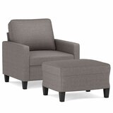  Fotelja s tabureom smeđesiva 60 cm od tkanine Tupe | Shoptok.si